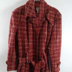 Charles Klein Womens P-Coat  Wool Blend Red 10P